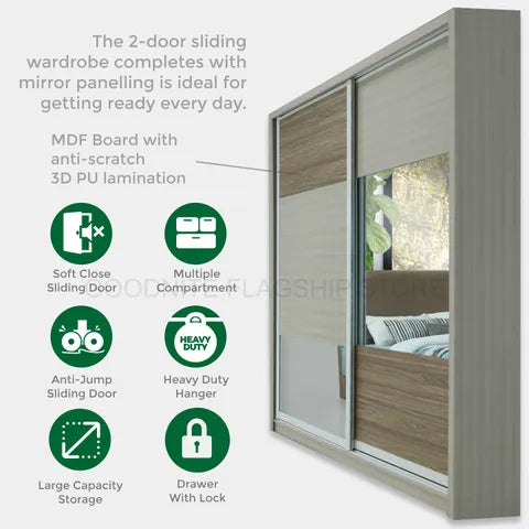 Goodnite Queen/ King Bedroom Set (HR2313), Bedframe + Wardrobe + Dresser + Side Table