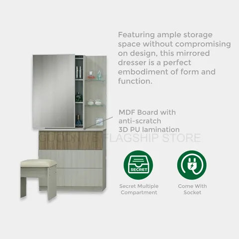 Goodnite Queen/ King Bedroom Set (HR2313), Bedframe + Wardrobe + Dresser + Side Table