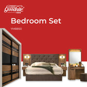Goodnite Queen/ King Bedroom Set (YM8850), Bedframe + Wardrobe + Dresser + Side Table (YM8850)