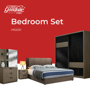 Goodnite Queen/ King Bedroom Set, Bedframe + Wardrobe + Dresser + Side Table (HR2251)