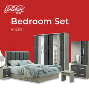 Goodnite Queen/ King Bedroom Set, Bedframe + Wardrobe + Dresser + Side Table (HR2315)