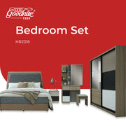 Goodnite Queen/ King Bedroom Set, Bedframe + Wardrobe + Dresser + Side Table (HR2316)