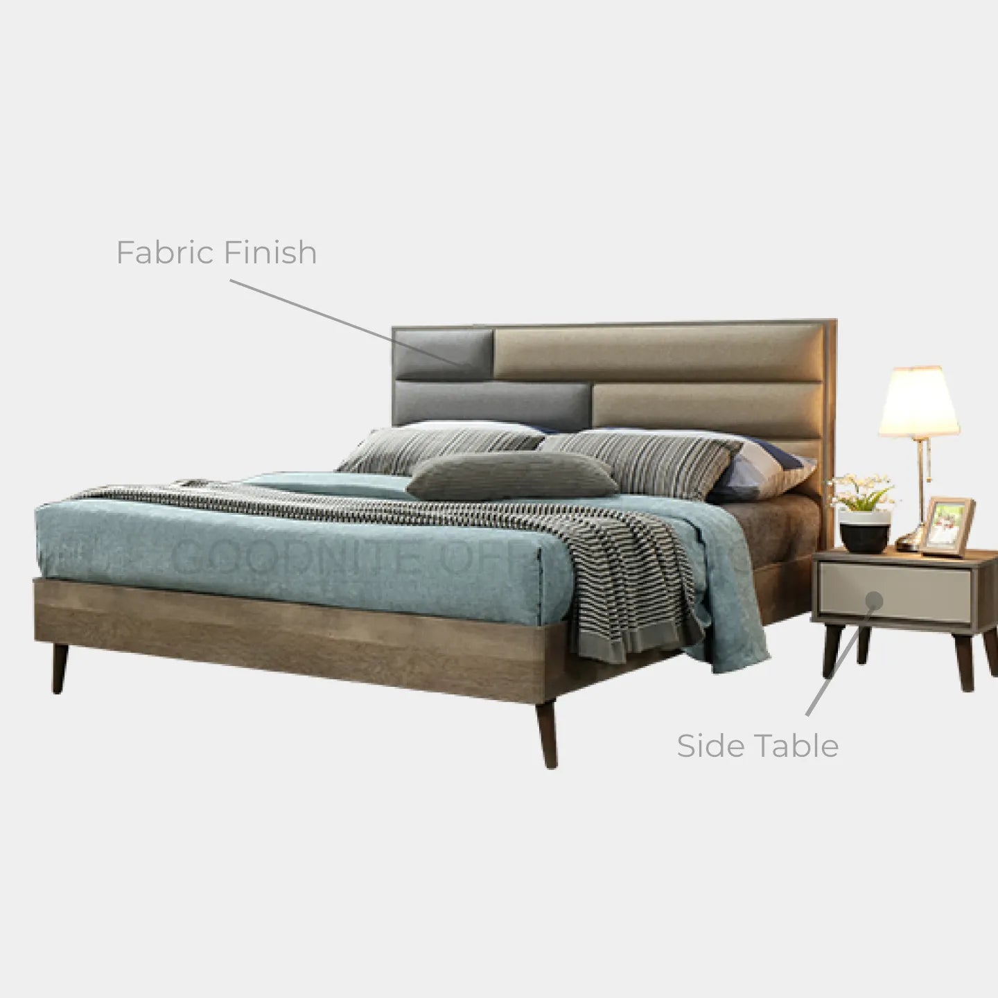 Goodnite Queen/ King Bedroom Set, Bedframe + Wardrobe + Dresser + Side Table (BAT6252)