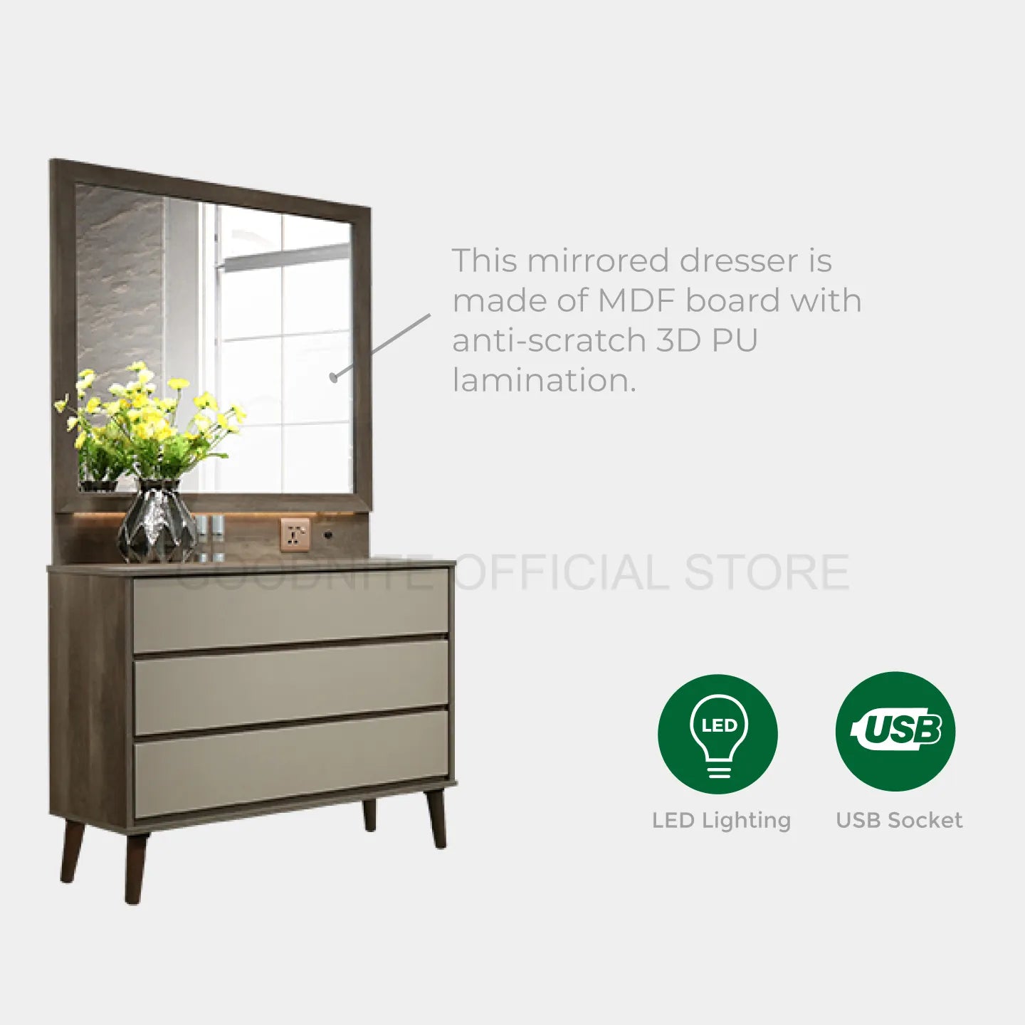 Goodnite Queen/ King Bedroom Set, Bedframe + Wardrobe + Dresser + Side Table (BAT6252)