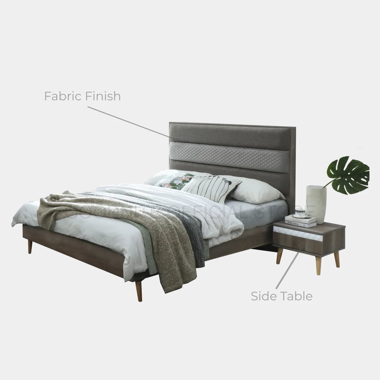 Goodnite Queen/ King Bedroom Set, Bedframe + Wardrobe + Dresser + Side Table (BAT6264)