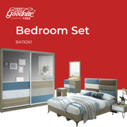 Goodnite Queen/ King Bedroom Set, Bedframe + Wardrobe + Dresser + Side Table (BAT6261)