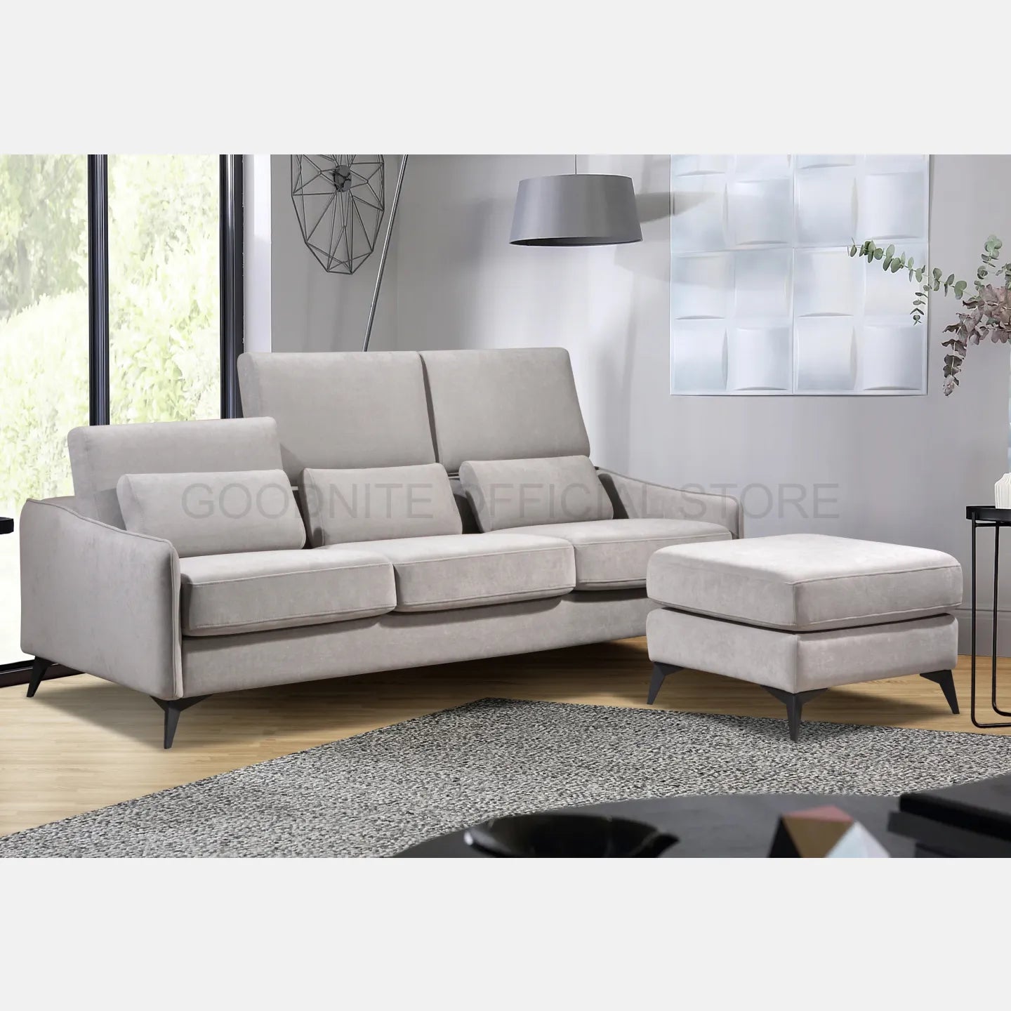 Goodnite Modern Fabric Sofa (ML3715), 1 Seater/ 2 Seater/ 3 Seater/ 3 Seater+Stool/ 2+3 Seater, 5 Years Warranty