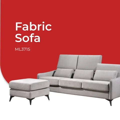 Goodnite Modern Fabric Sofa (ML3715), 1 Seater/ 2 Seater/ 3 Seater/ 3 Seater+Stool/ 2+3 Seater, 5 Years Warranty