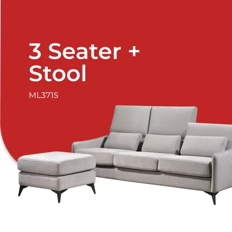 Goodnite Modern Fabric Sofa (ML3715), 1 Seater/ 2 Seater/ 3 Seater/ 3 Seater+Stool/ 2+3 Seater, 5 Years Warranty
