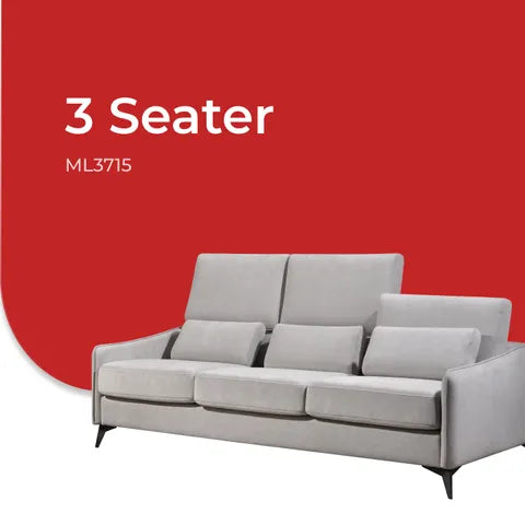 Goodnite Modern Fabric Sofa (ML3715), 1 Seater/ 2 Seater/ 3 Seater/ 3 Seater+Stool/ 2+3 Seater, 5 Years Warranty
