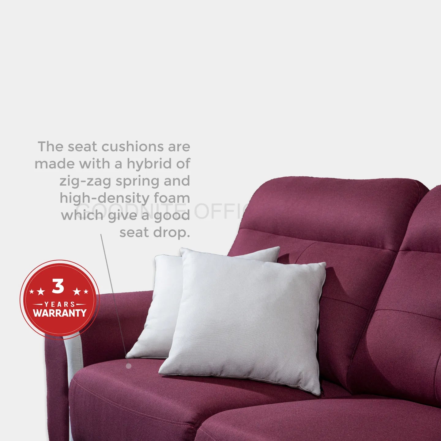 Goodnite Fabric Sofa (ML3700), 1 Seater/ 2 Seater/ 3 Seater/ 2+3 Seater, 3 Years Warranty
