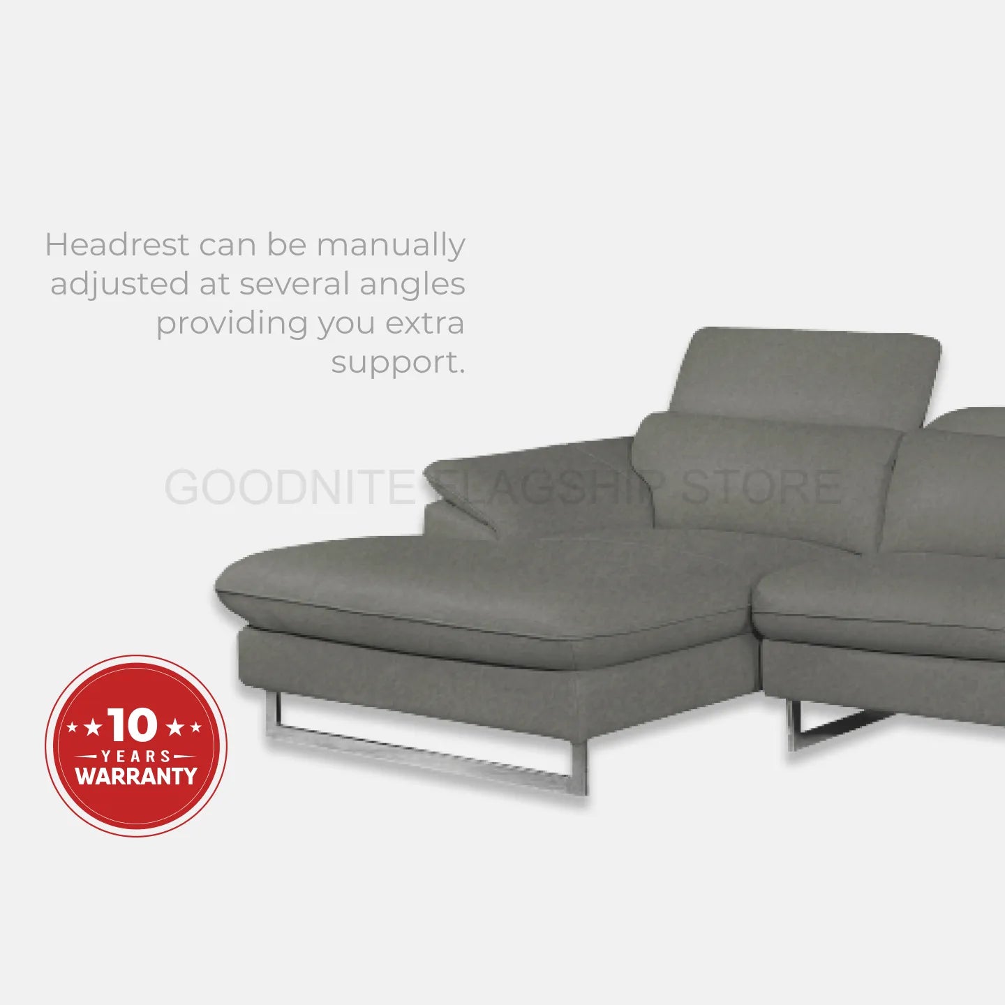 Goodnite Fabric L-Shape Sofa (8507L), 10 Years Warranty