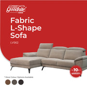 Goodnite Fabric L-Shape Sofa (LV562), 10 Years Warranty