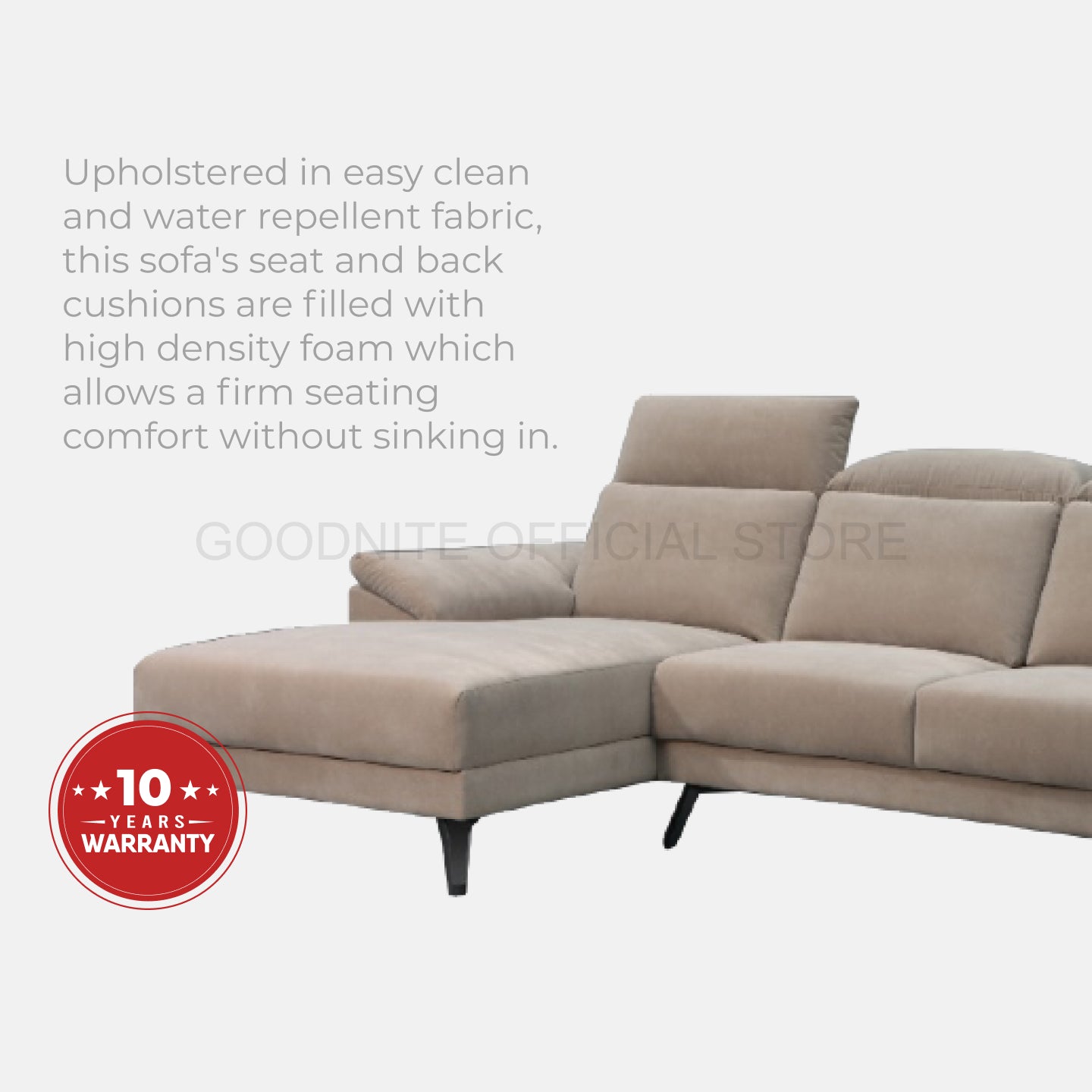 Goodnite Fabric L-Shape Sofa (LV562), 10 Years Warranty