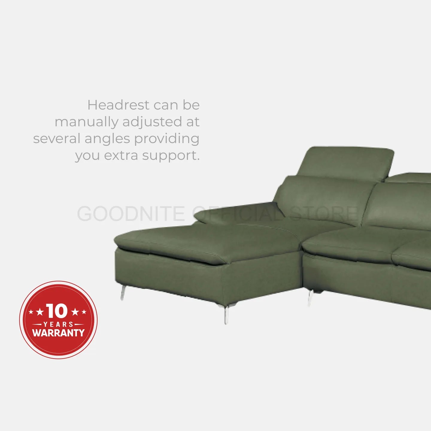Goodnite Fabric L-Shape Sofa (8508L), 10 Years Warranty