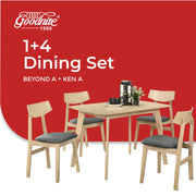 Goodnite (1+4) Solid Rubber Wood Dining Set