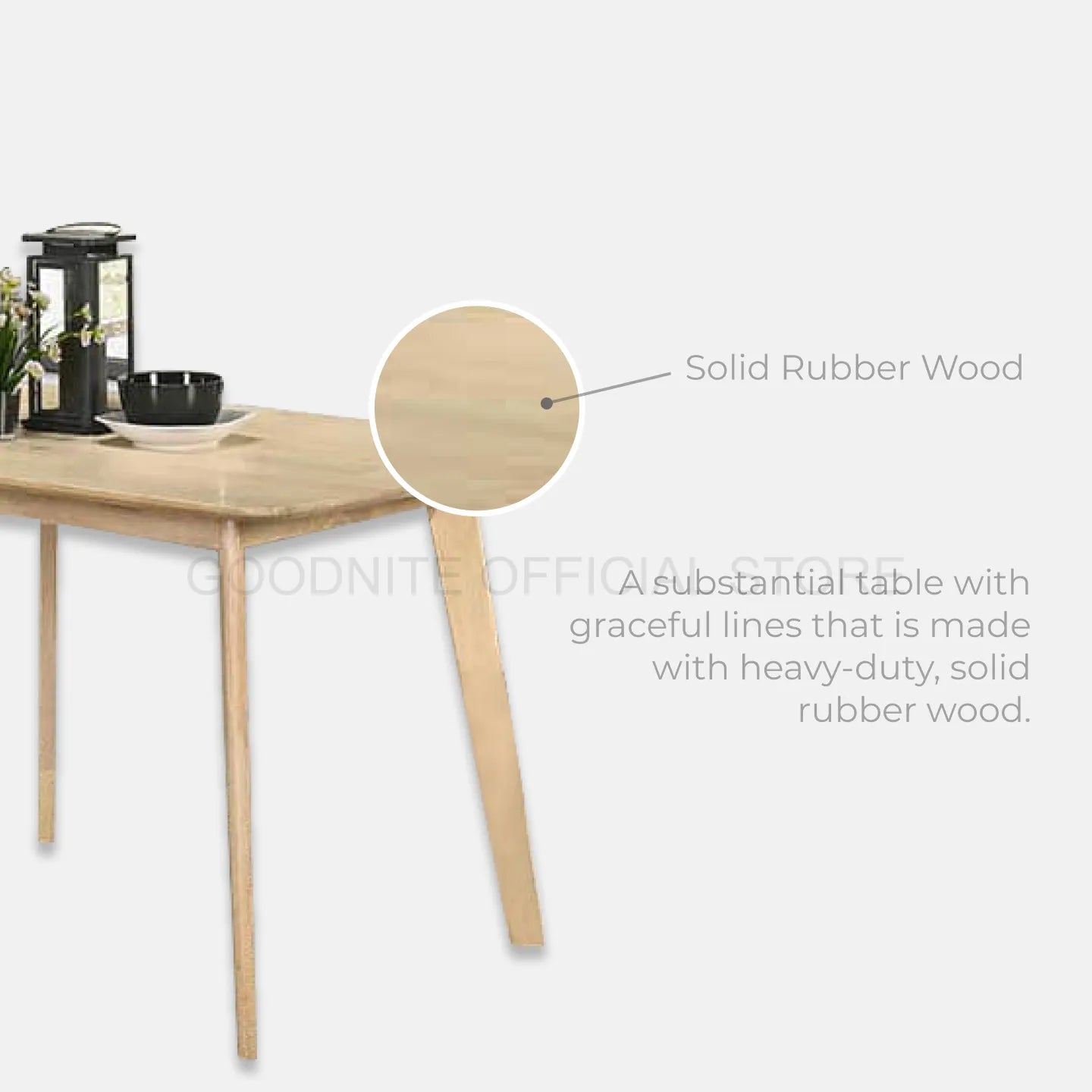 Goodnite (1+4) Solid Rubber Wood Dining Set