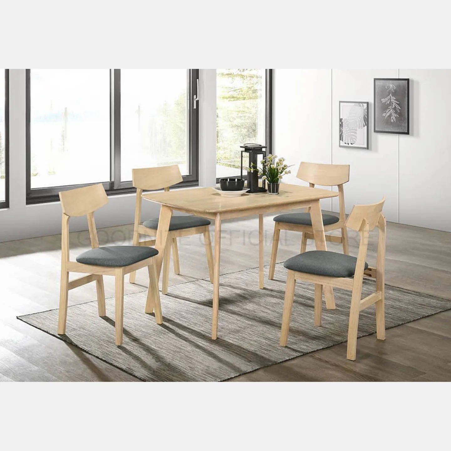 Goodnite (1+4) Solid Rubber Wood Dining Set