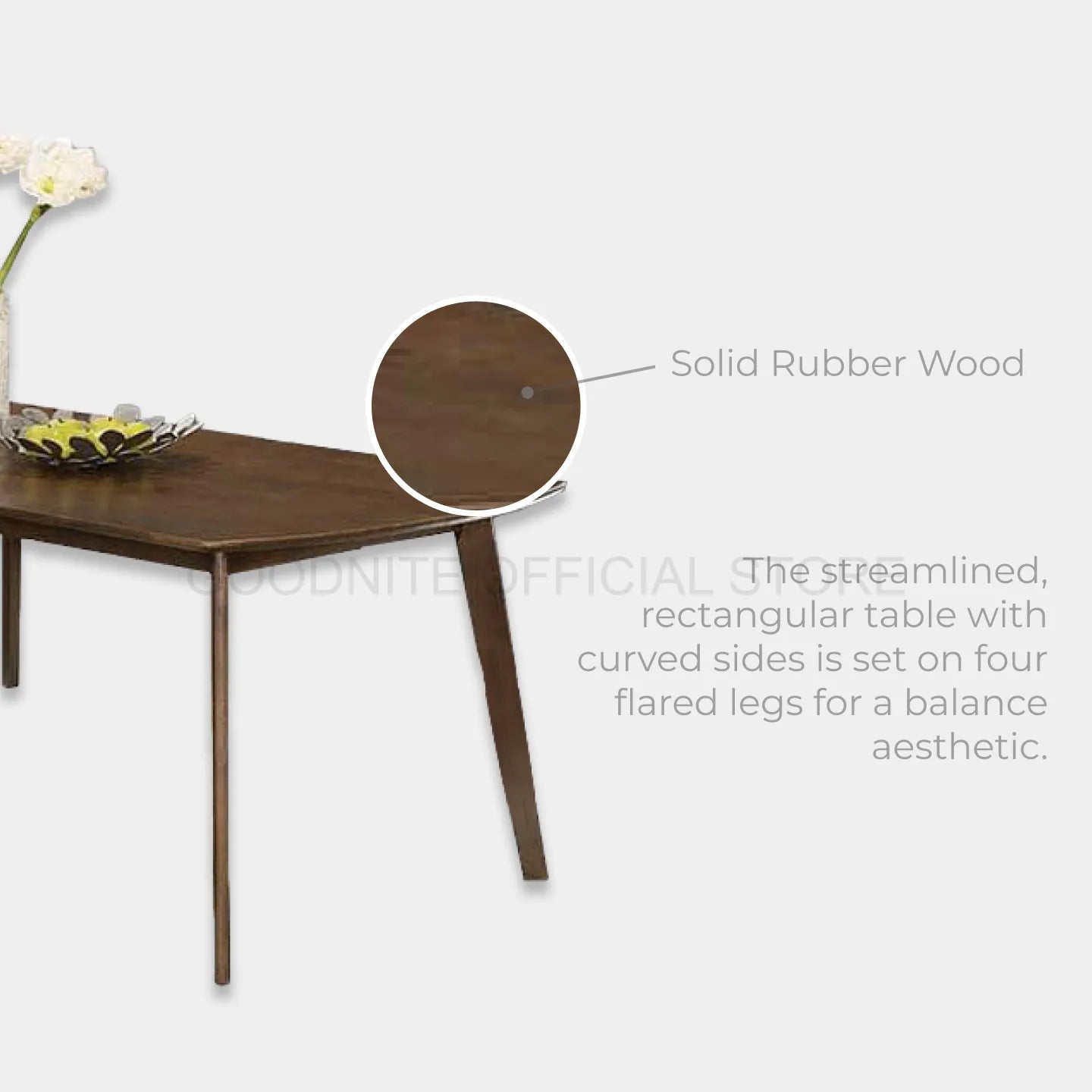 Goodnite (1+8) Solid Rubber Wood Dining Set