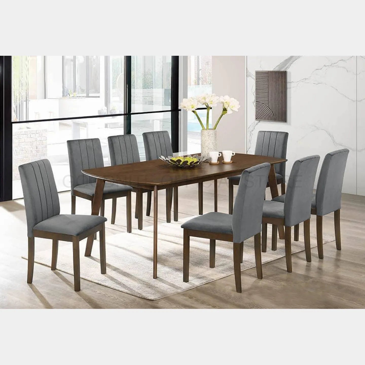 Goodnite (1+8) Solid Rubber Wood Dining Set