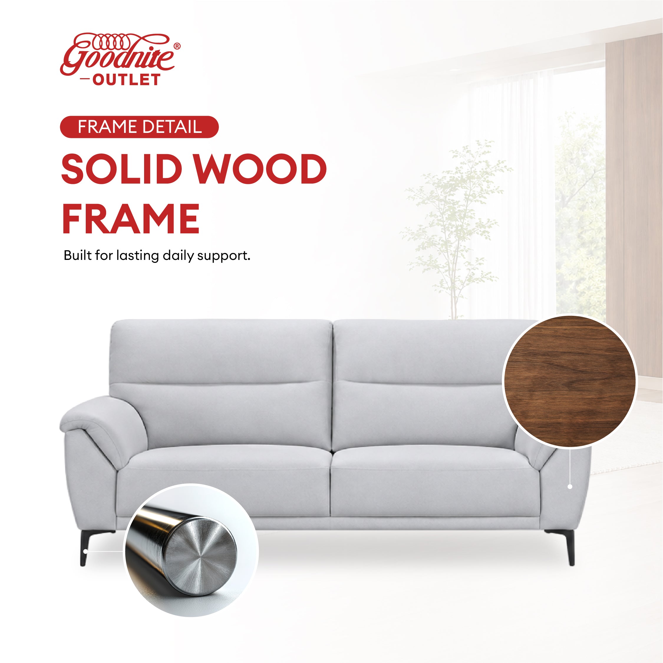 Goodnite Fabric Sofa (3600), 1 Seater/ 2 Seater/ 3 Seater/ 2+3 Seater, 5 Years Warranty