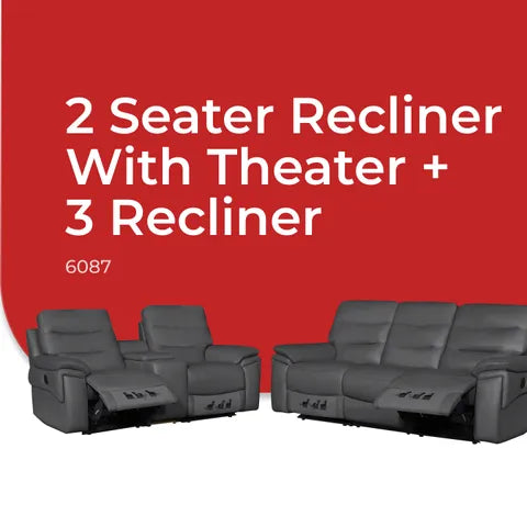 Goodnite Leather Sofa (6087), 1 Seater Recliner/ 2 Seater Recliner with Theater/ 3 Seater Recliner/ 2 Seater Recliner with Theater+3 Recliner, 10 Years Warranty