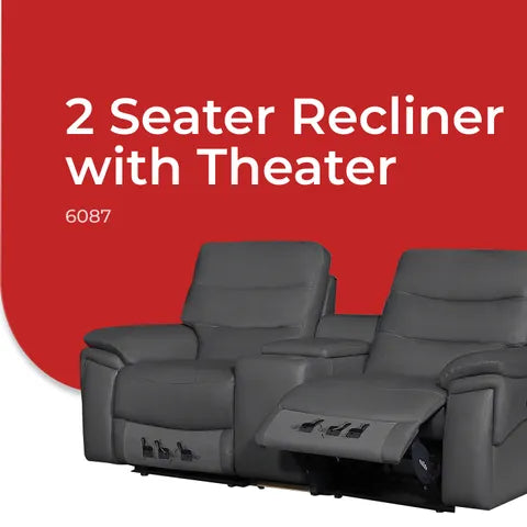 Goodnite Leather Sofa (6087), 1 Seater Recliner/ 2 Seater Recliner with Theater/ 3 Seater Recliner/ 2 Seater Recliner with Theater+3 Recliner, 10 Years Warranty