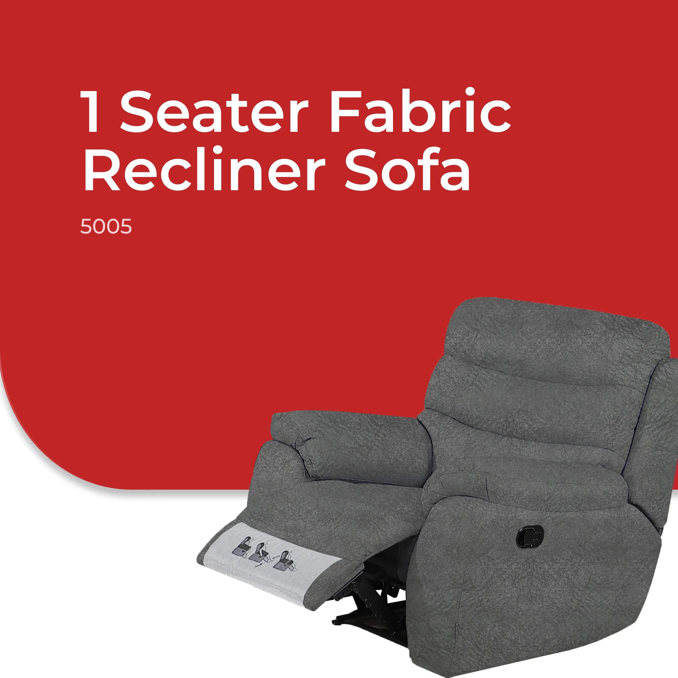 Goodnite Fabric Recliner Sofa (5005), 1 Seater Recliner/ 2 Seater/ 3 Seater/ 1R+3 Seater, 10 Years Warranty