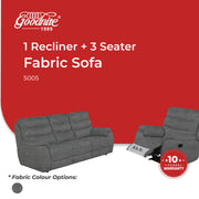 Goodnite Fabric Recliner Sofa (5005), 1 Seater Recliner/ 2 Seater/ 3 Seater/ 1R+3 Seater, 10 Years Warranty