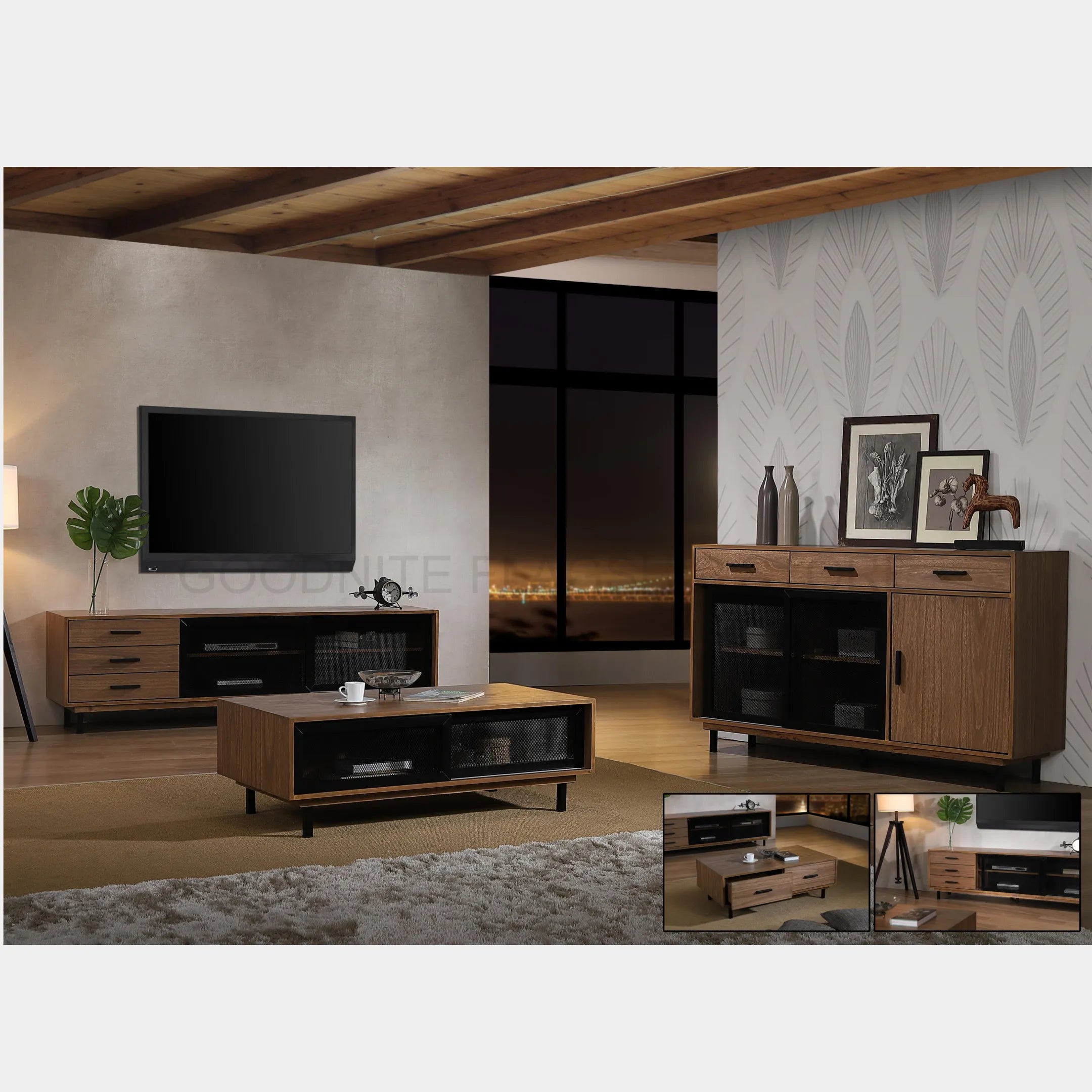 Goodnite Living Set (9018 Series), 6Ft TV Cabinet/ Coffee Table/ Console Table