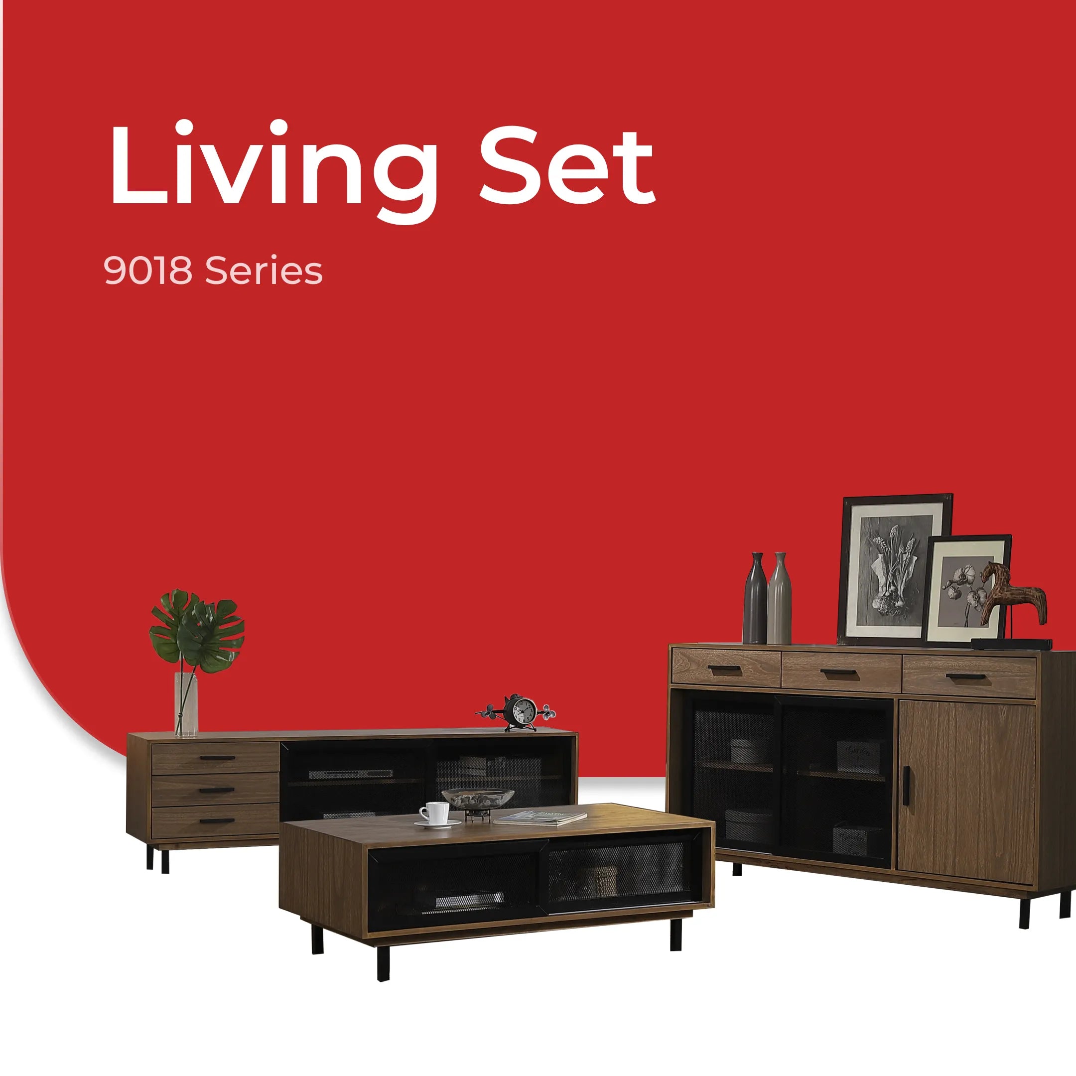 Goodnite Living Set (9018 Series), 6Ft TV Cabinet/ Coffee Table/ Console Table