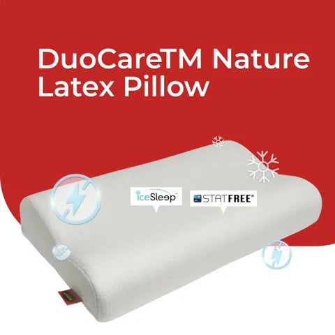 Goodnite Duocare™ Contour Natural Latex Pillow 60cm x 35cm x 12/10cm (Statfree® + IceSleep®)