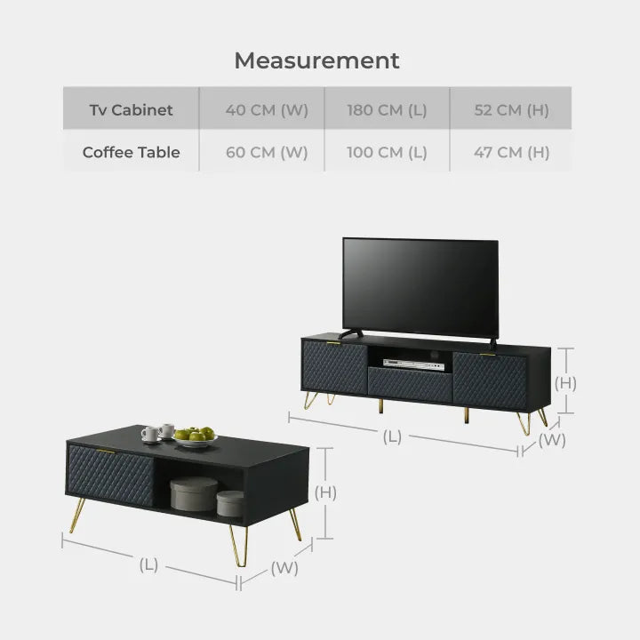 Goodnite Living Set, 6Ft TV Cabinet + Coffee Table