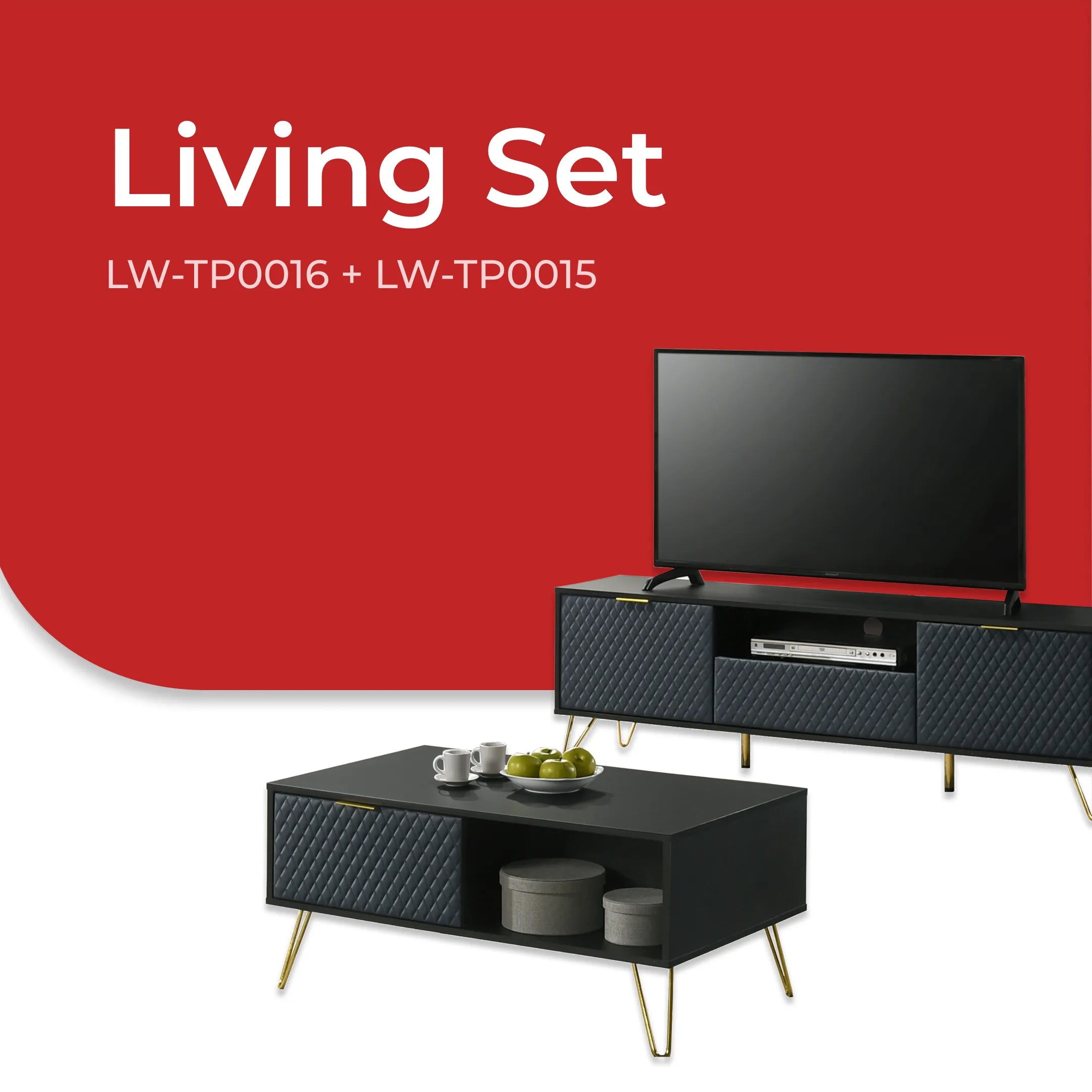 Goodnite Living Set, 6Ft TV Cabinet + Coffee Table