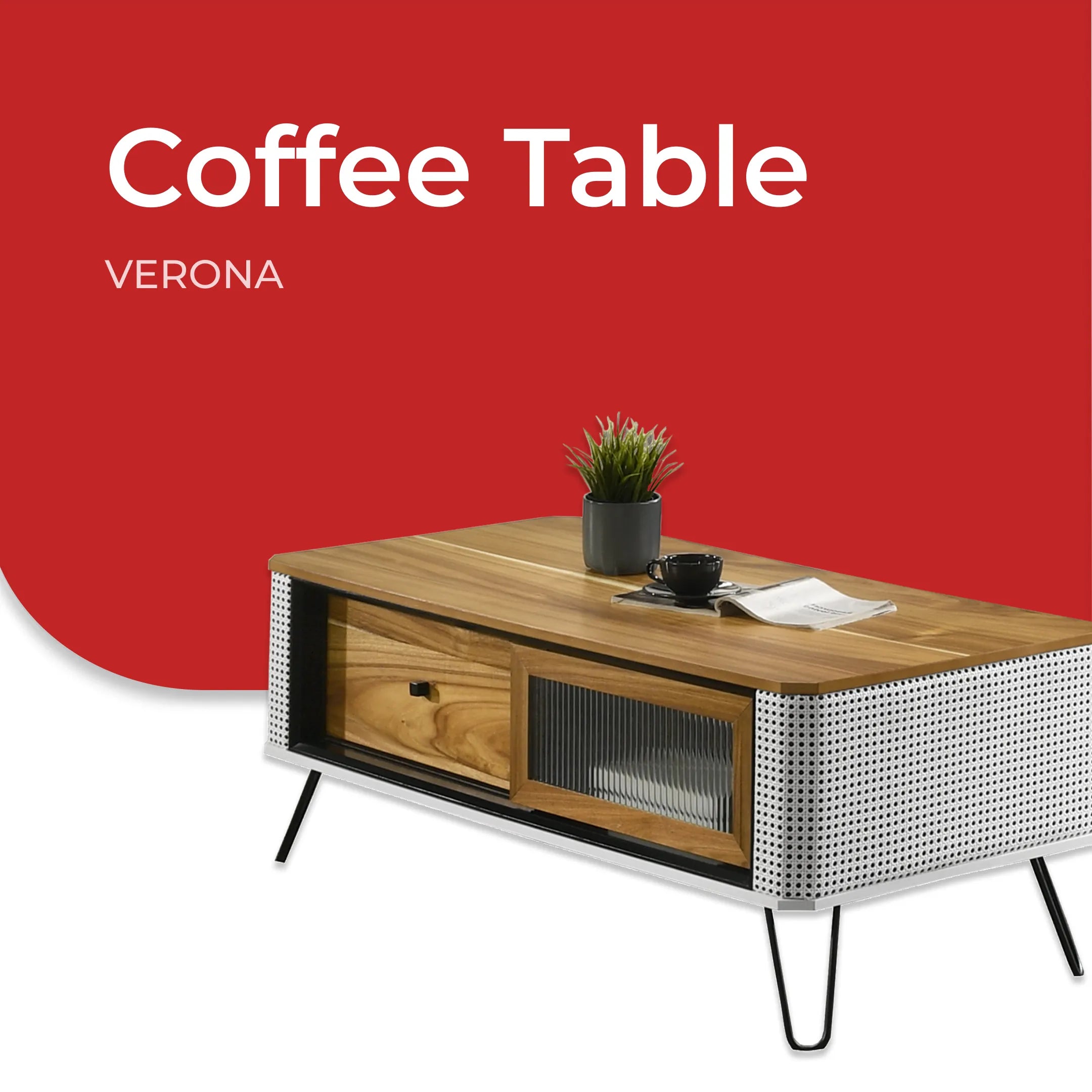 Goodnite Living Set (Verona), 6Ft TV Cabinet + Coffee Table