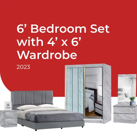 Goodnite Queen/ King Bedroom Set, Bedframe + Wardrobe + Dresser + Side Table (2023)