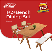 Goodnite (1+2+Bench) / (1+4+Bench) Solid Rubber Wood Dining Set