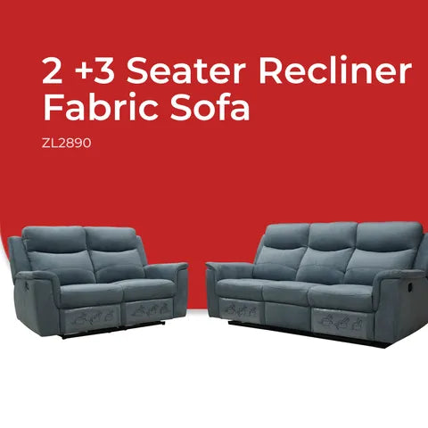 Goodnite Fabric Recliner Sofa (ZL2890), 1 Seater Recliner/ 2 Seater Recliner/ 3 Seater Recliner/ 2RR+3RR Seater, 5 Years Warranty