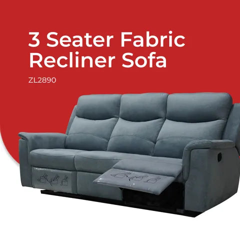 Goodnite Fabric Recliner Sofa (ZL2890), 1 Seater Recliner/ 2 Seater Recliner/ 3 Seater Recliner/ 2RR+3RR Seater, 5 Years Warranty