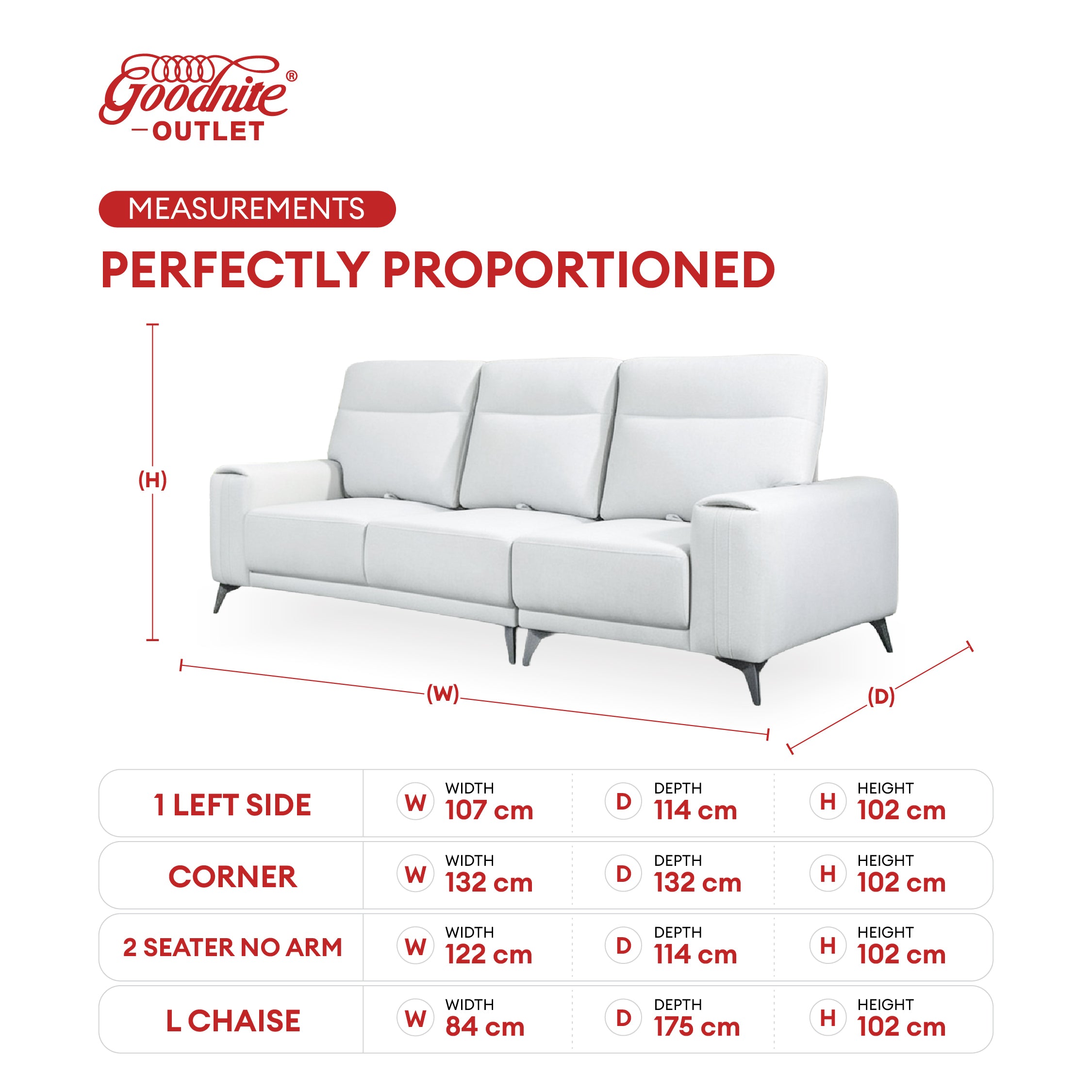 Goodnite Fabric Sofa (6609), 1 Seater/ 2 Seater/ 3 Seater/ Corner Set Sofa, 5 Years Warranty