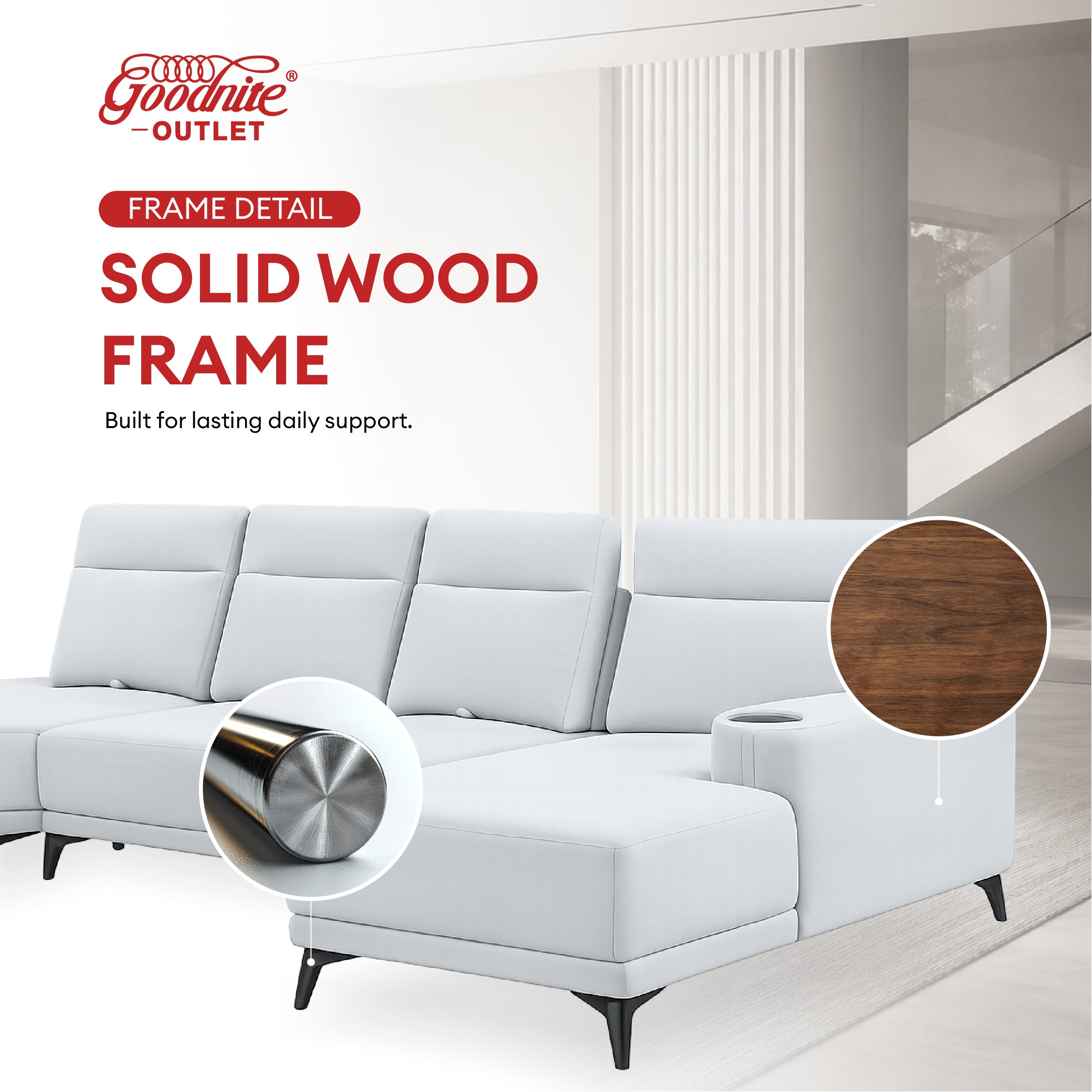 Goodnite Fabric Sofa (6609), 1 Seater/ 2 Seater/ 3 Seater/ Corner Set Sofa, 5 Years Warranty
