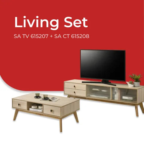 Goodnite Living Set (SATV615207+SACT615208), 6Ft TV Cabinet/ Coffee Table