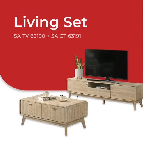 Goodnite Living Set (SATV63190+SACT63191), 6Ft TV Cabinet/ Coffee Table