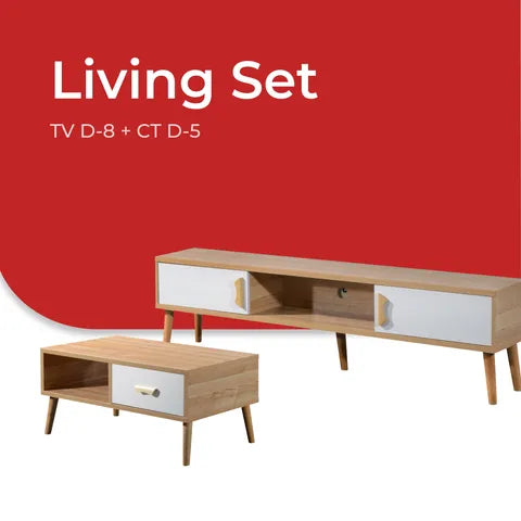 Goodnite TV Cabinet + Coffee Table Set (Wooden Leg)