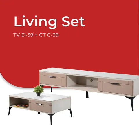 Goodnite TV Cabinet + Coffee Table Set (Metal Leg)