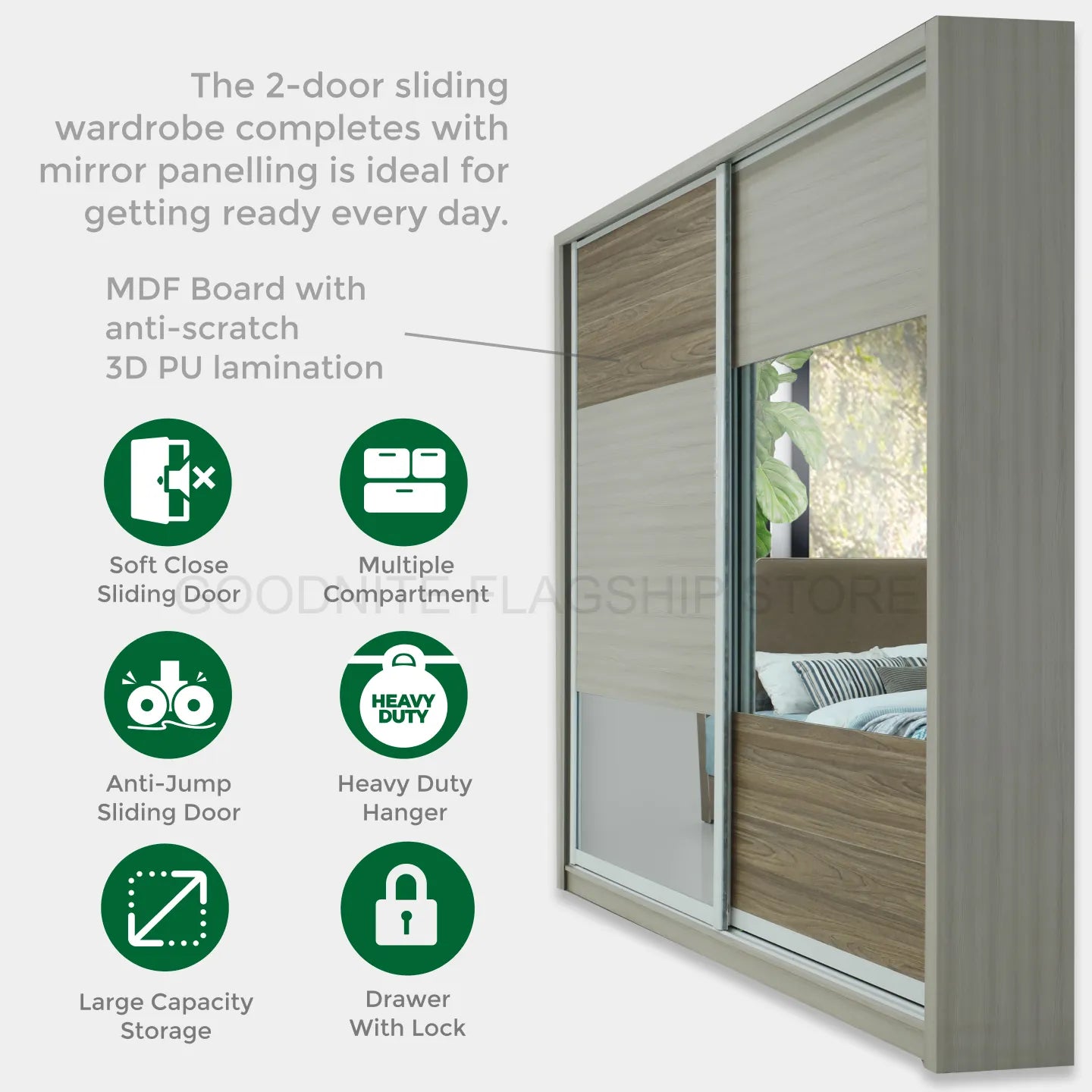 Goodnite Queen/ King Bedroom Set (HR2313), Bedframe + Wardrobe + Dresser + Side Table