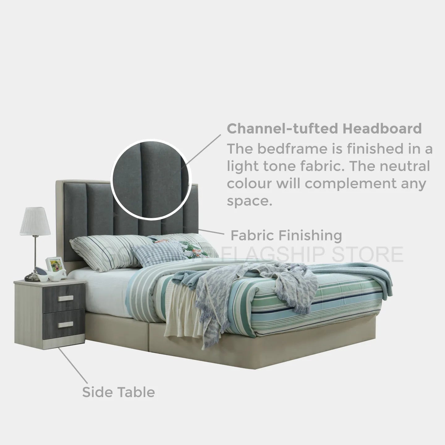 Goodnite Queen/ King Bedroom Set, Bedframe + Wardrobe + Dresser + Side Table (HR2315)