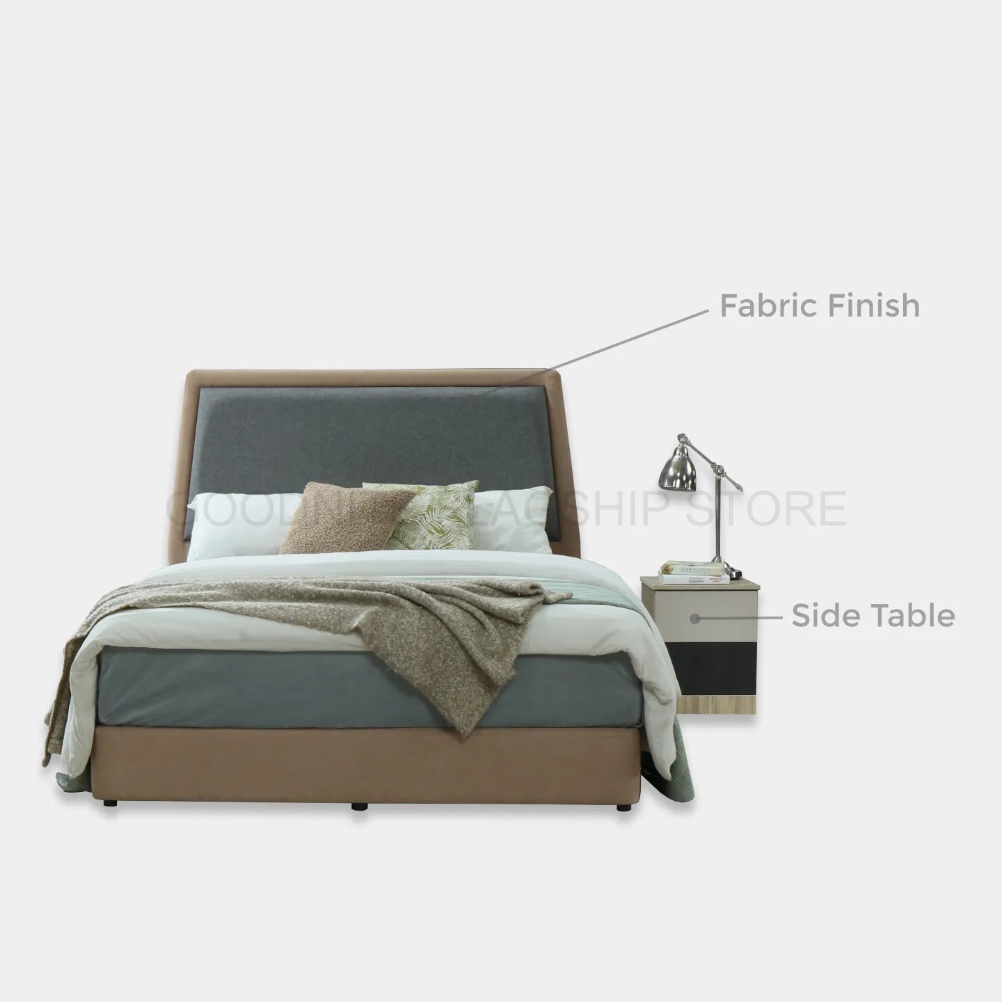 Goodnite Queen/ King Bedroom Set, Bedframe + Wardrobe + Dresser + Side Table (HR2316)