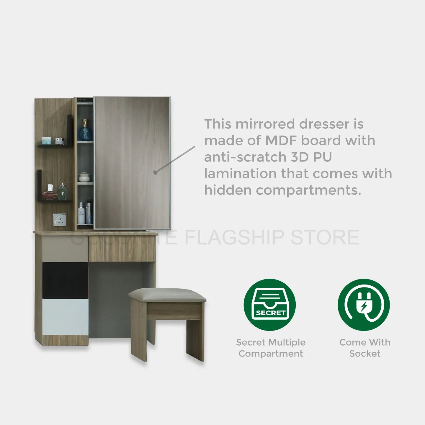 Goodnite Queen/ King Bedroom Set, Bedframe + Wardrobe + Dresser + Side Table (HR2316)