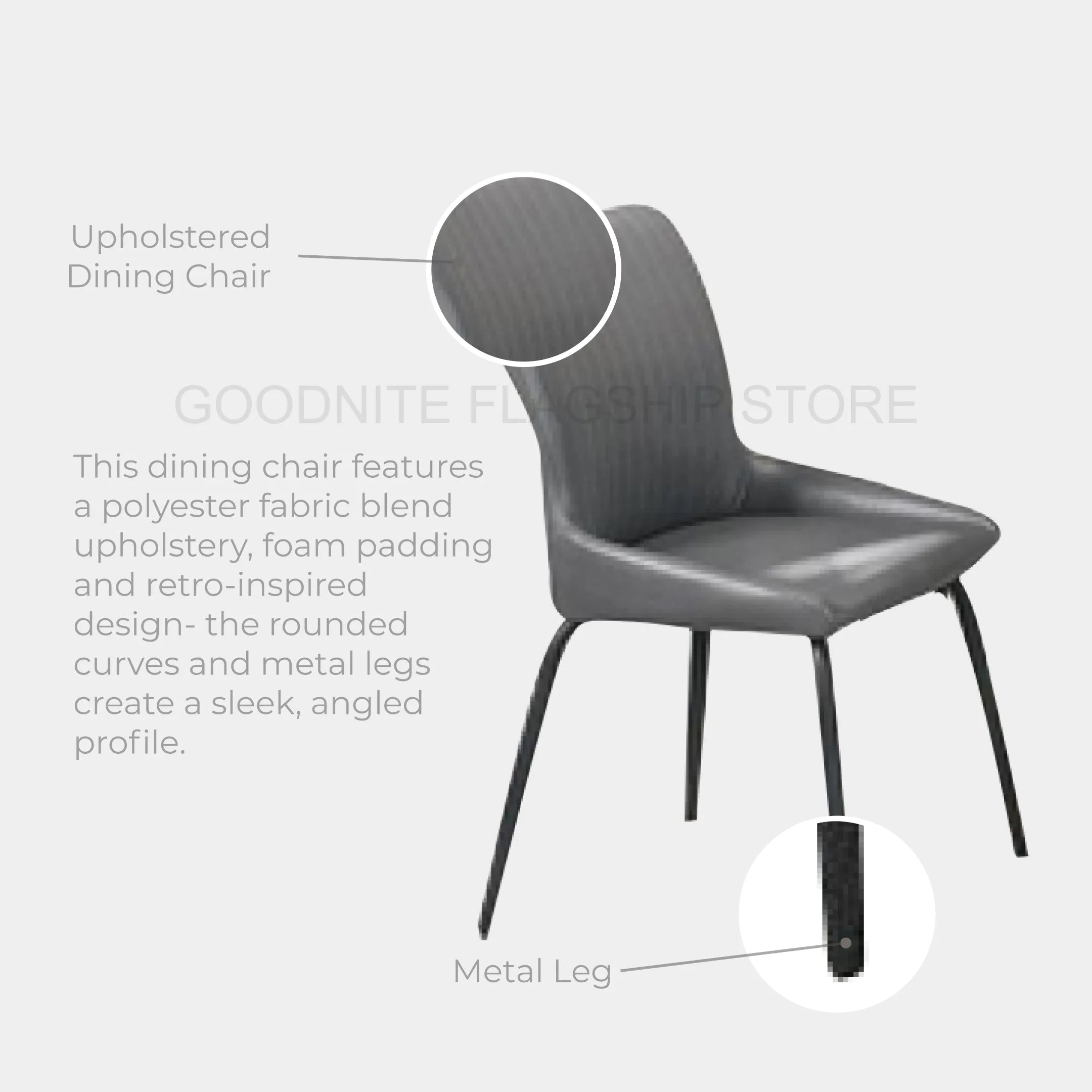 Goodnite (1+6) Ceramic Dining Set, Ceramic Top, Metal Leg, Fabric Chair